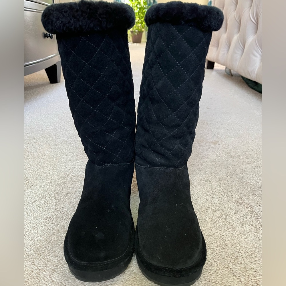 Michael Kors Sandy Quilted Suede Black Sherpa Women's Warm Winter Boots Size 8